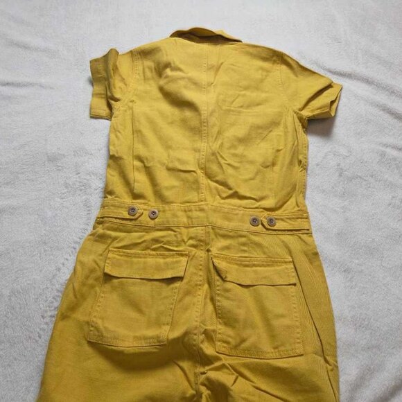 New XS Madewell short-sleeve coverall jumpsuit in Greek Gold yellow - Picture 8 of 14
